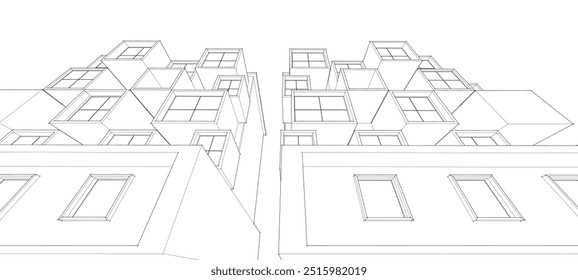 abstract modern architecture modular facade 3d illustration	