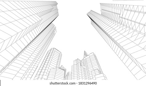 Abstract modern architecture vector 3d illustration