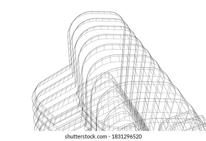 Resumen de la arquitectura moderna vector 3d ilustración