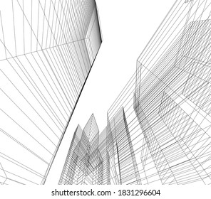 Abstract modern architecture vector 3d illustration