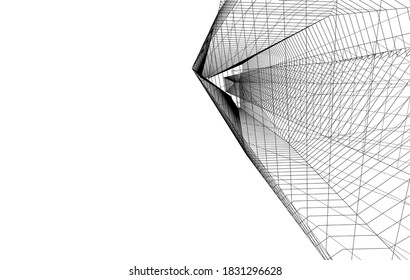 Abstrakte moderne Architektur, Vektorgrafik 3D