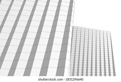 Abstract modern architecture vector 3d illustration