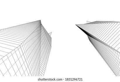 Abstract modern architecture vector 3d illustration