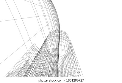 Abstract modern architecture vector 3d illustration