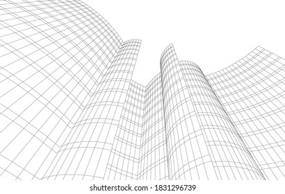 Abstract modern architecture vector 3d illustration
