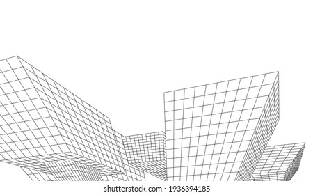 abstract modern architecture vector 3d illustration