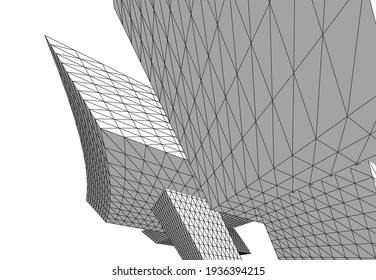 abstract modern architecture vector 3d illustration