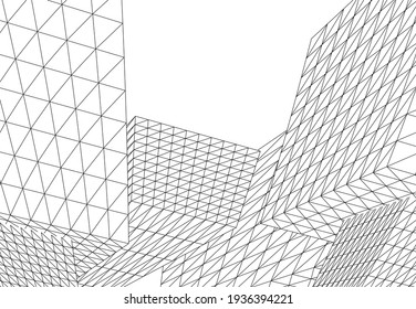 abstract modern architecture vector 3d illustration