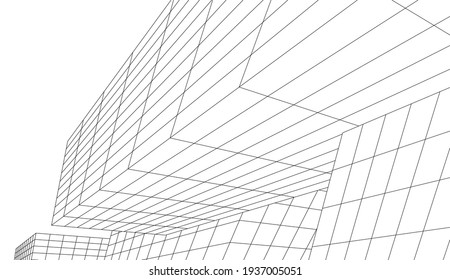 abstract modern architecture vector 3d illustration