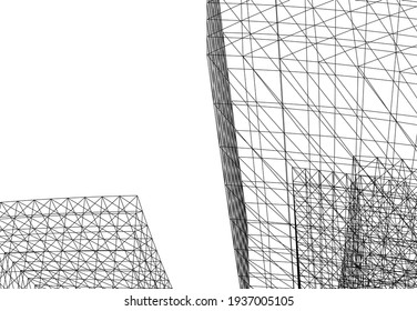 abstract modern architecture vector 3d illustration