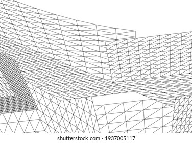 abstrakte moderne Architektur, Vektorgrafik 3D