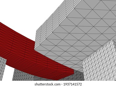 ilustración de vector 3d de arquitectura moderna abstracta