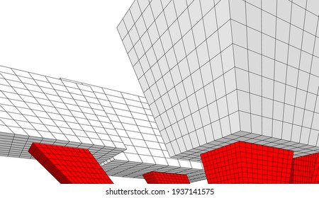 abstract modern architecture vector 3d illustration