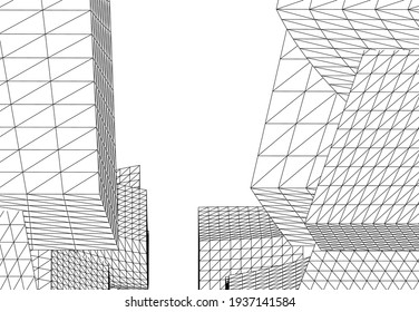 ilustración de vector 3d de arquitectura moderna abstracta