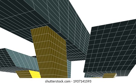 ilustración de vector 3d de arquitectura moderna abstracta