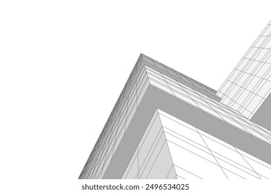 Ilustración 3D de Vector de arquitectura moderna Abstractas