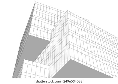 Abstrakte moderne Architektur, Vektorgrafik 3d
