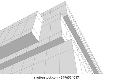 Ilustración 3D de Vector de arquitectura moderna Abstractas