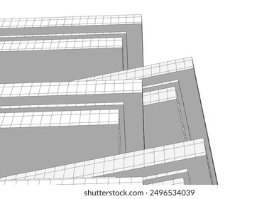 Abstract modern architecture vector 3d illustration