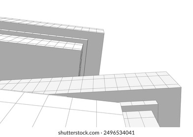 Ilustración 3D de Vector de arquitectura moderna Abstractas