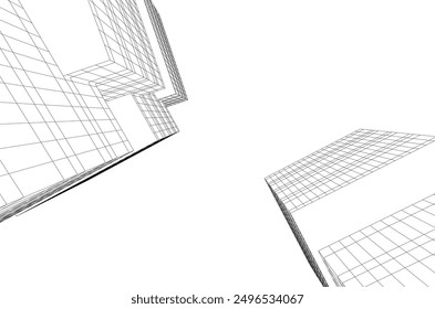 Abstract modern architecture vector 3d illustration