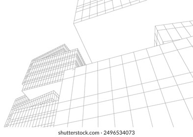 Ilustración 3D de Vector de arquitectura moderna Abstractas