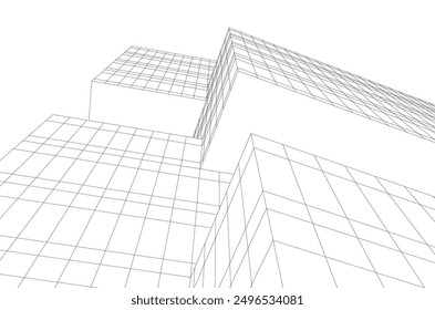 Abstrakte moderne Architektur, Vektorgrafik 3d