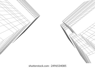 Ilustración 3D de Vector de arquitectura moderna Abstractas