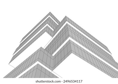 Abstract modern architecture vector 3d illustration