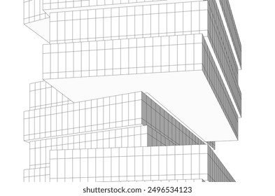 Abstrakte moderne Architektur, Vektorgrafik 3d