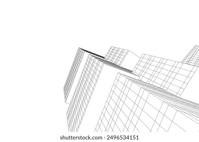 Abstrakte moderne Architektur, Vektorgrafik 3d