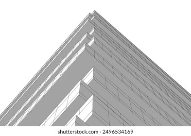 Ilustración 3D de Vector de arquitectura moderna Abstractas