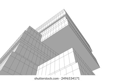 Abstract modern architecture vector 3d illustration