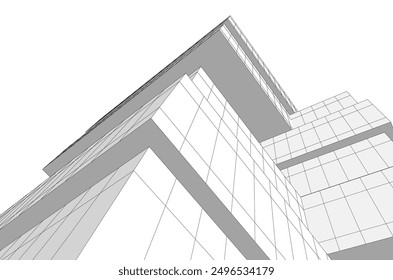 Abstract modern architecture vector 3d illustration