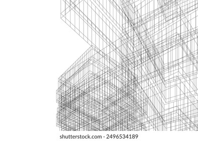 Abstrakte moderne Architektur, Vektorgrafik 3d