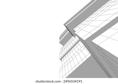 Abstract modern architecture vector 3d illustration