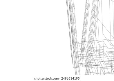 Abstrakte moderne Architektur, Vektorgrafik 3d
