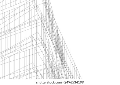 Ilustración 3D de Vector de arquitectura moderna Abstractas