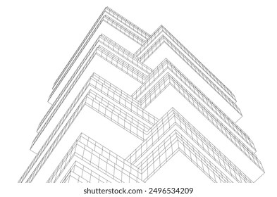 Abstract modern architecture vector 3d illustration