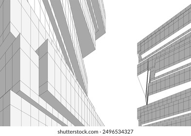 Abstract modern architecture vector 3d illustration