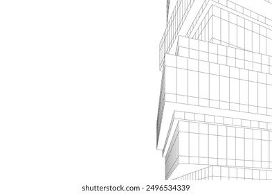 Abstract modern architecture vector 3d illustration