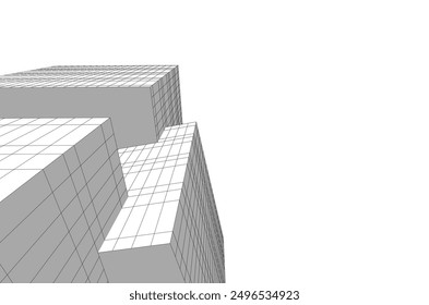 Ilustración 3D de Vector de arquitectura moderna Abstractas