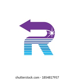 abstract modern arrow shaped upper case letter R vector icon