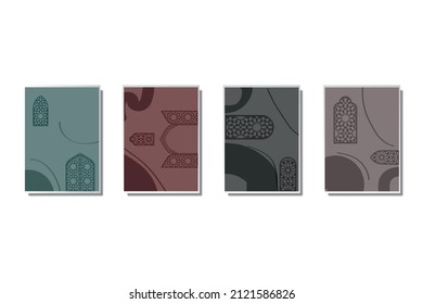 Abstract Modern Art Background with simple geometric shapes of lines and circles. Doors and windows in minimalist style for poster, cover, banner, social media post. Boho vector illustration.