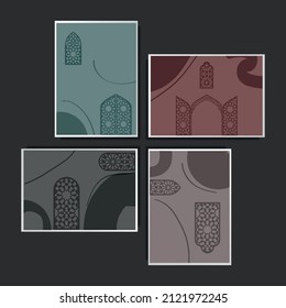 Abstract Modern Art Background with simple geometric shapes of lines and circles. Doors and windows in minimalist style for poster, cover, banner, social media post. Boho vector illustration.