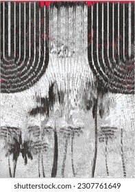 Resumen de antecedentes de arte moderno con formas geométricas simples de líneas y círculos angustiados. Ilustración de vectores Boho en un estilo mínimo y colores pastel para afiches, estampado de camisetas, cubierta, banner