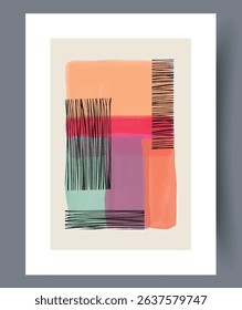 An Abstract Modern Art Composition Featuring Bold Colors Along with Various Textures and Shapes