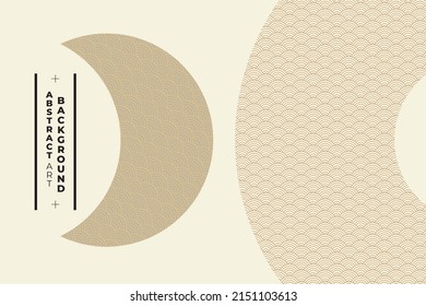 abstract modern art crecent moon in cream color with fish scale pattern on white wallpaper can be use for notebook cover website template travel brochure vector eps.