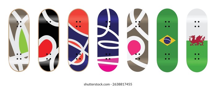 Abstract Modern Art Curve Lines Geometrical Background Brazil Wales
Fingerboard Skateboard Deck Graphics Design Preview Mockup Template