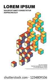 Abstract modern art design template background decorative with colorful isometric geometric shape. Can be used for poster, backdrop, publication, brochure, flyer, advertisement, vector illustration